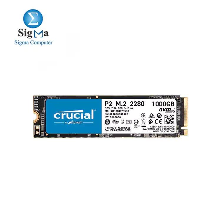 Crucial P2 1TB 3D NAND NVMe PCIe M. 2 SSD - CRUCIAL | 2149 EGP (28
