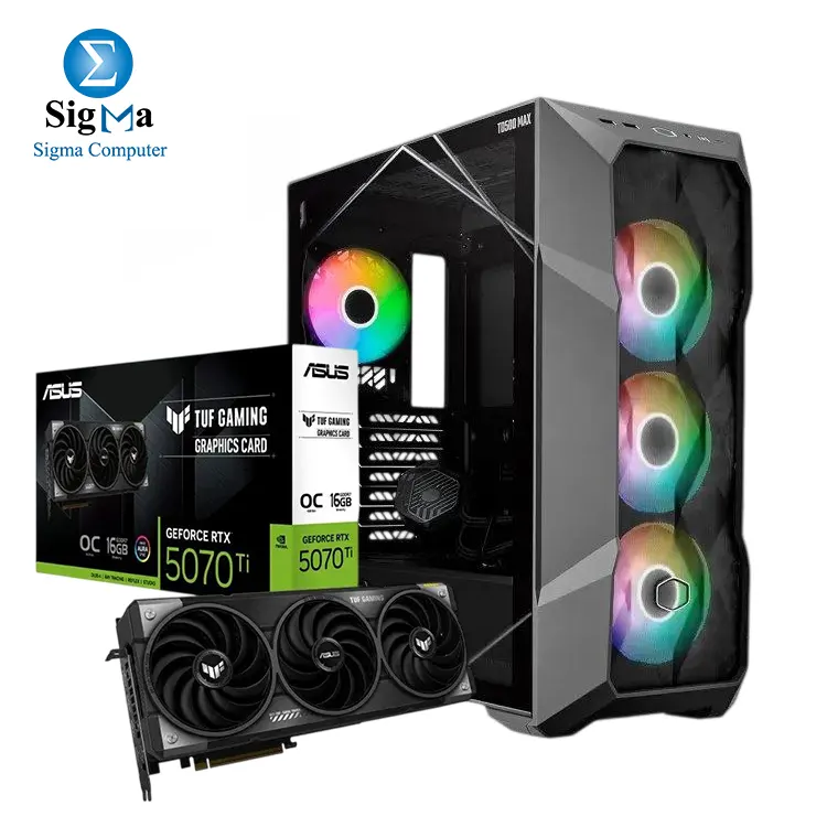 ASUS TUF GAMING RTX5070TI 16GB GDDR7 OC Edition (Triple Fan) + COOLER MASTER TD500 MAX (850w GX Gold+360M Atmos)