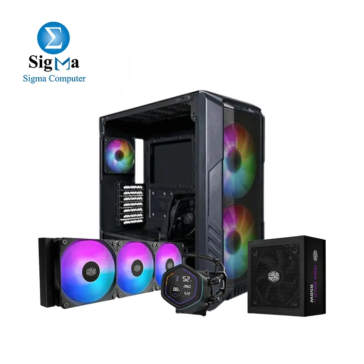 Bundle COOLER MASTER HAF 500 Mid Tower Case + MWE Gold 850W V3 ATX 3.1 Power Supply + ML Core Nex Digital 360 Black ARGB Liquid Cooler