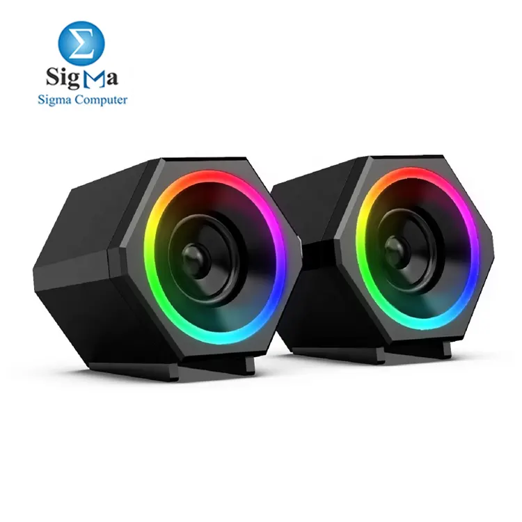 Kisonli 6060 Desktop RGB Computer Speaker 10W Sound Composition Notebook USB Multimedia Speaker