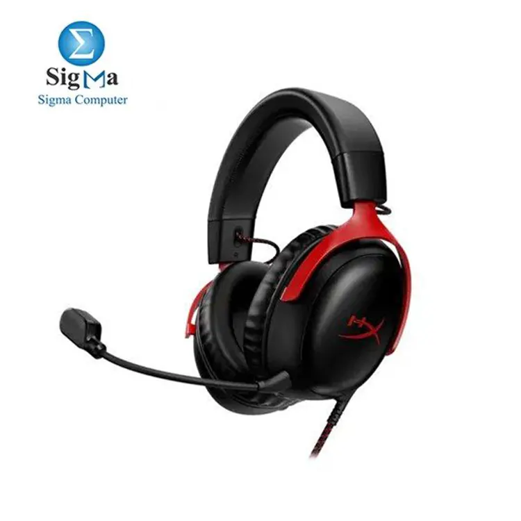 HyperX Cloud III – (727A9AA) Wired Gaming Headset, PC, PS5, Xbox Series X|S, Angled 53mm Drivers, DTS, Memory Foam, Durable Frame, Ultra-Clear 10mm Mic, USB-C, USB-A, 3.5mm – Black/Red Headphones Headset