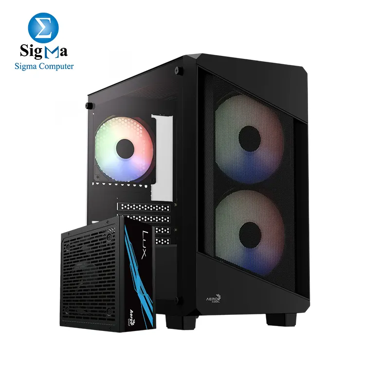 Aerocool B312F Flow ARGB 3FAN - Black + LUX 550W Power Supply Unit 80 Plus Bronze
