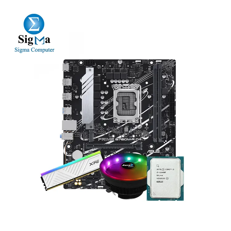 Bundle Intel Core i5-12400F Tray + ASUS PRIME B760M-R D4 + XPG 8G D35 White 8G 3200Mhz RGB + Aerocool Core plus ARGB CPU Cooler