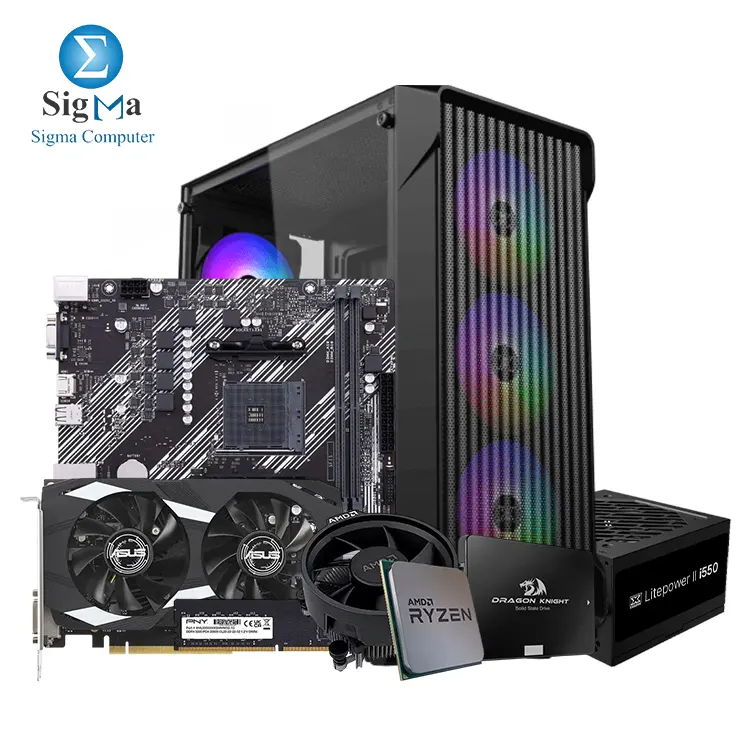 Dragon B52 4100 + 3050 6GB - AMD RYZEN 3-4100 Socket AM4 (TRAY+FAN) - ASUS PRIME A520M-K - ASUS GeForce RTX 3050 OC Edition 6GB - PNY 8GB Performance DDR4 3200MHz - Redragon RM113 256GB SATA - XIGMATEK Sky II Wave FRGB + Litepower II i550 550W
