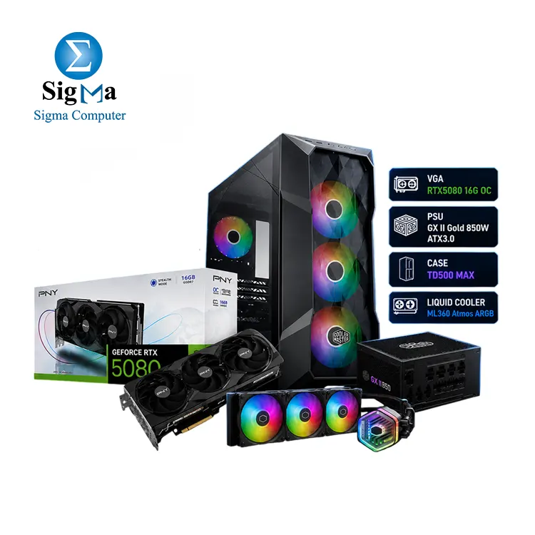 Bundle Cooler Master TD500 MAX Case + 360 AIO + 850W PSU ARGB +Mobius 120P ARGB PWM Fan + PNY GeForce RTX 5080 OC Triple Fan 16GB GDDR7