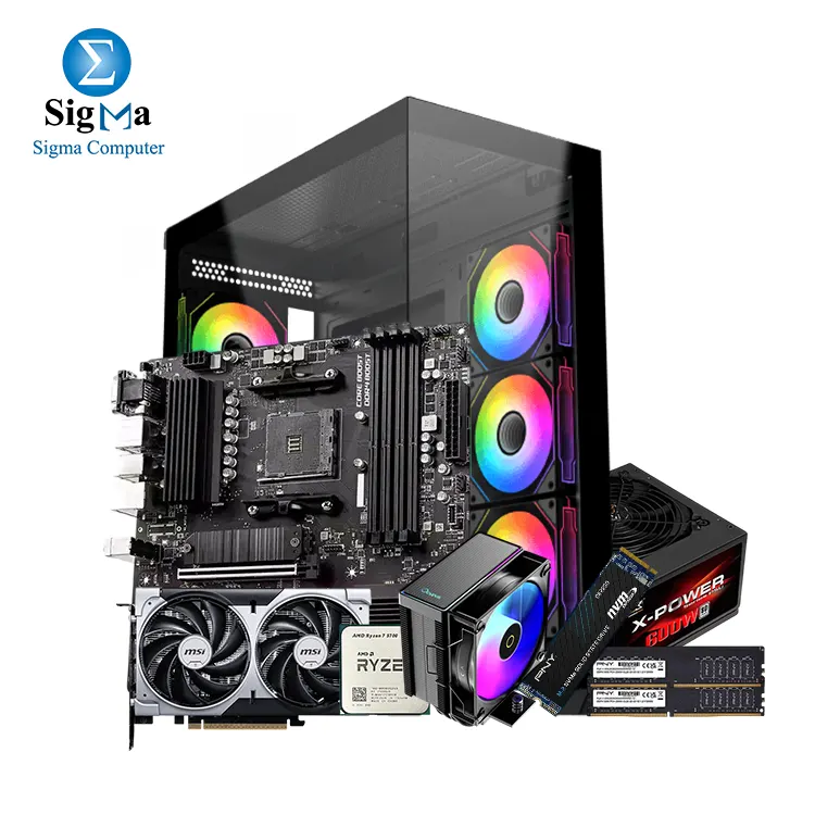 Fighter A65 - AMD RYZEN 7-5700 Tray - Ocypus Gamma A40 Black ARGB - MSI B550M PRO-VDH - MSI GeForce RTX 5060 8G VENTUS 2X OC - PNY 16GB Performance DDR4 3200MHz (2X8) - PNY CS2230 500GB M.2 - XIGMATEK Blast ARGB CASE + X-Power 600W 80 Plus White