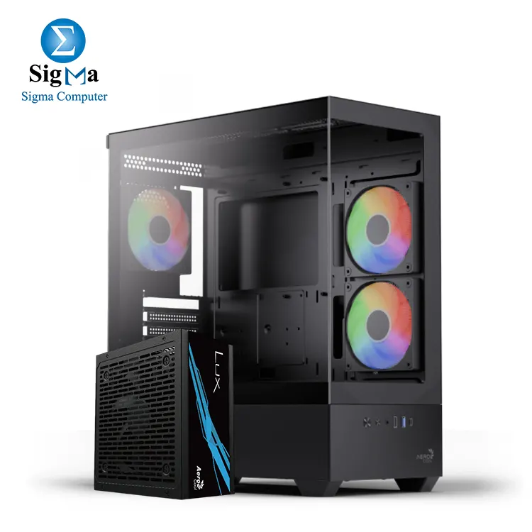Aerocool P500D 3Fans ARGB Black + Aerocool LUX 650W – 80Plus Bronze